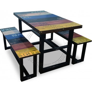 Bison Industrial Dining Table & Bench Set